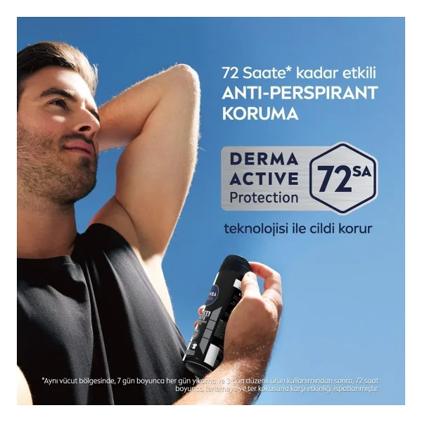 NIVEA MEN Erkek Sprey Deodorant Black & White Invisible Original 150ml, 72 Saat Anti-Perspirant, X5 Adet - Görsel 3