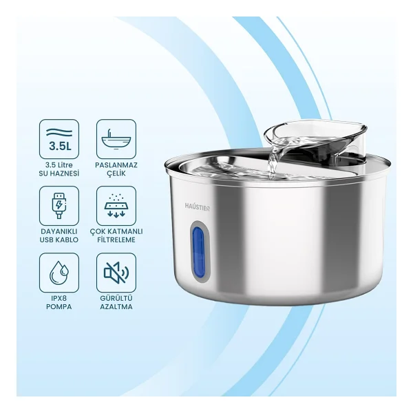 Haustier Wf009l-W 3.5 Lt Otomatik Kedi Su Pınarı - Görsel 2