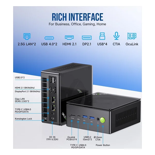 Gmktec K8 Plus Ryzen 7 8845hs 32 GB 1 TB SSD Radeon 780m Mini PC - Görsel 4