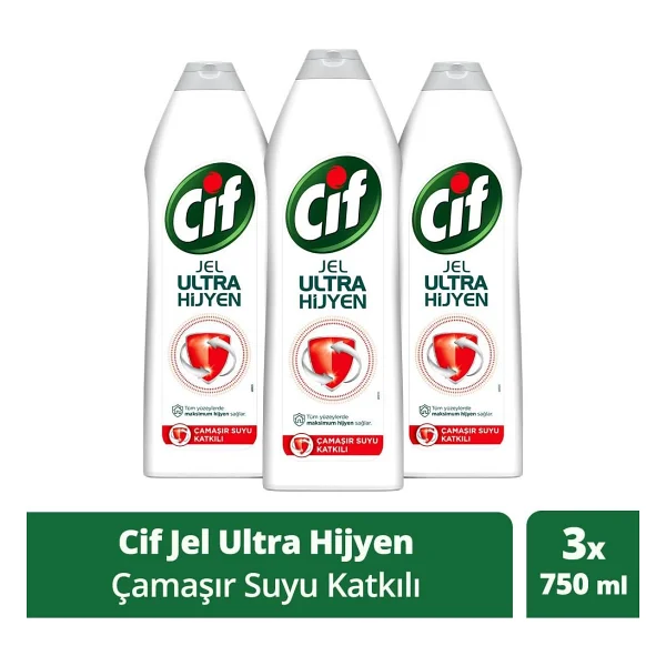 Cif Jel Ultra Hijyen Tüm Yüzeyler Için Çamaşır Suyu Katkılı 750 Mlx3 - Görsel 5