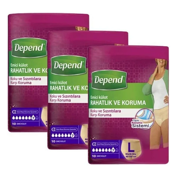 Depend Emici Külot Kadın Büyük Boy L 30'lu 4 Adet Hasta Bezi - Görsel 3