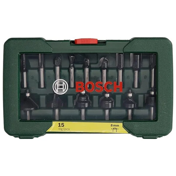 Bosch Professional Accessories 15 parça Freze Seti (Ahşap, frezeler için 8 mm şaftlı aksesuar) - Görsel 2