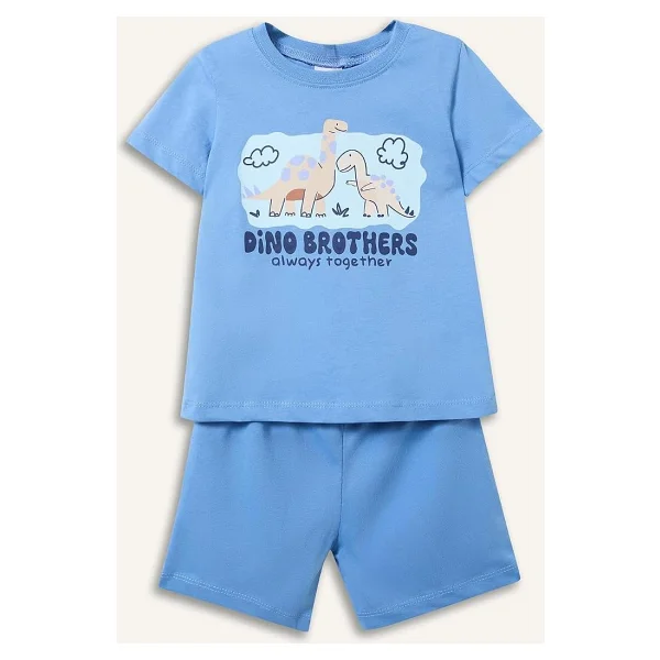 DeFacto%100 Pamuk Dinozor Baskılı 2'li Pijama Takımı Erkek Bebek - Görsel 6