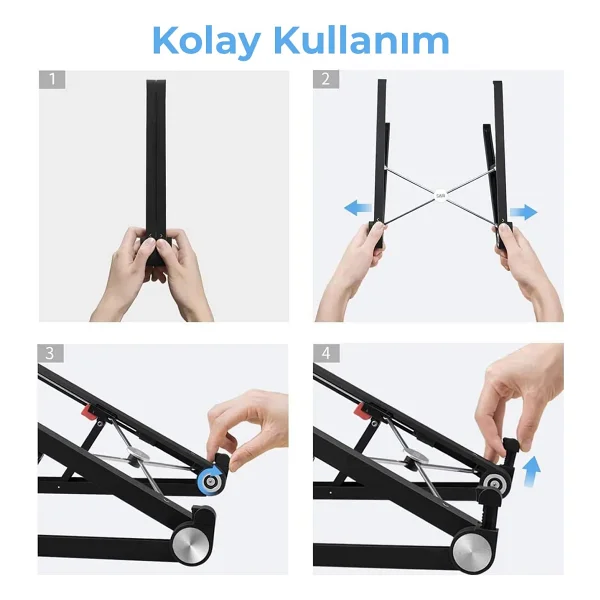 Bix Saıjı X1 Laptop Sehpası, Katlanabilir, Tablet Sehpası, Alüminyum Alaşım, Online Sınıf Çalışması, Duruşu İyileştirme, Isı Dağılımı MacBook, iPad Ve 10-15,6 İnç Olan Tüm Cihazlar İle Uyumlu. Beyaz - Görsel 6