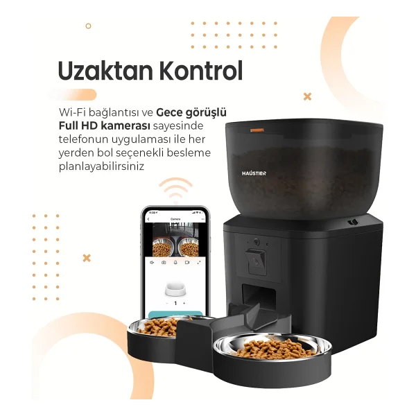 Haustier Qq029-Dual 4 Lt Kameralı Akıllı Otomatik Mama Kabı - Görsel 6