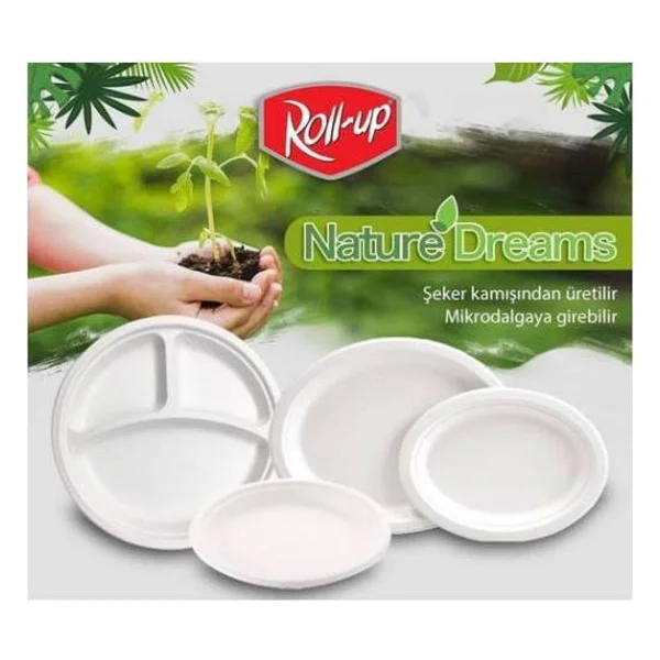 Roll-Up Nature Ekolojik Karton Kağıt Parti Tek Kullanımlık Tabak - 22 Cm. - 50 Adetlik 1 Paket - Görsel 5