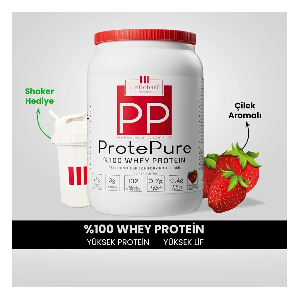 Hellobari Formula Protepure Whey Çilek Aromalı Protein Tozu 1120 Gr - Görsel 3