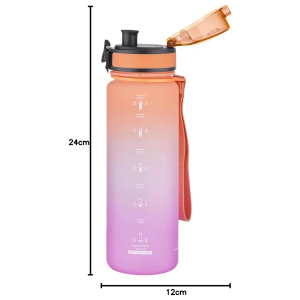Uzspace 3026-4 Çift Renk Turuncu-Mor 500 Ml Motivasyon Matarası - Görsel 6
