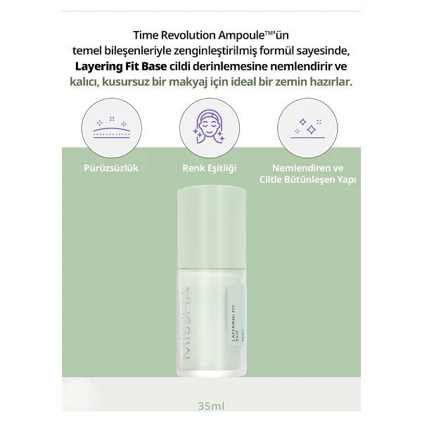 Missha Layering Fit Base Kızarıklıkları Nötrleyen Mint Spf 15 Pa+ 35 Ml Makyaj Bazı - Görsel 2