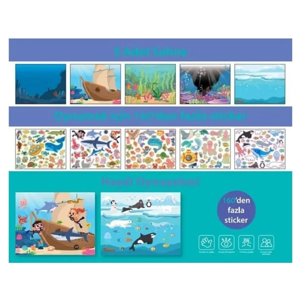 Lino Lino Tekrar Tekrar Kullanabilen Sticker Pad Okyanus Canlıları - Görsel 2