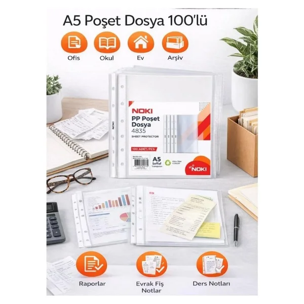 Cassa Poşet Dosya 100 Lü A5 Şeffaf 7256 gnsRKFaz2749 - Görsel 2