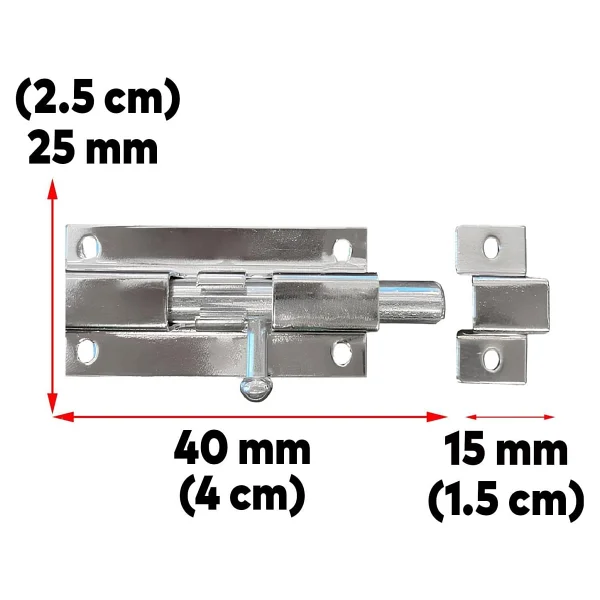 Badem10 Kapı Sürgüsü Küçük Metal Krom Mavzer Sürgü Sürgülü Kilit 25x40 Mm Kapı Pencere Emniyet Kilidi - Görsel 2
