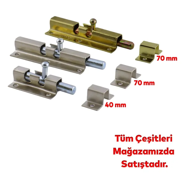 Badem10 Küçük Mavzer Sürgü Sürgülü Sürgüsü Kilit Sarı 25x70 Mm Kapı Pencere Emniyet Kilidi Metal Prinç Sarı - Görsel 6