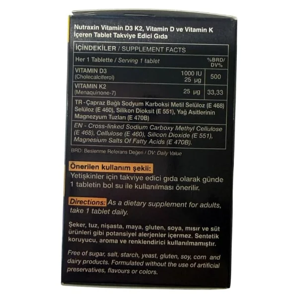 Nutraxin Vitamin D3 K2 120 Tablet - Görsel 3