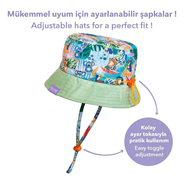 Milk&Moo Jungle Friends Ayarlanabilir Bebek Yazlık Şapka - Görsel 6