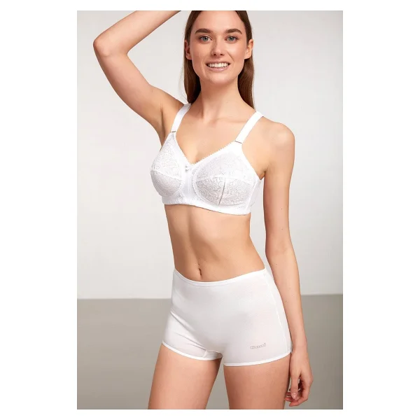 Kom Basic Kadın Short Külot 2li Beyaz - Görsel 2