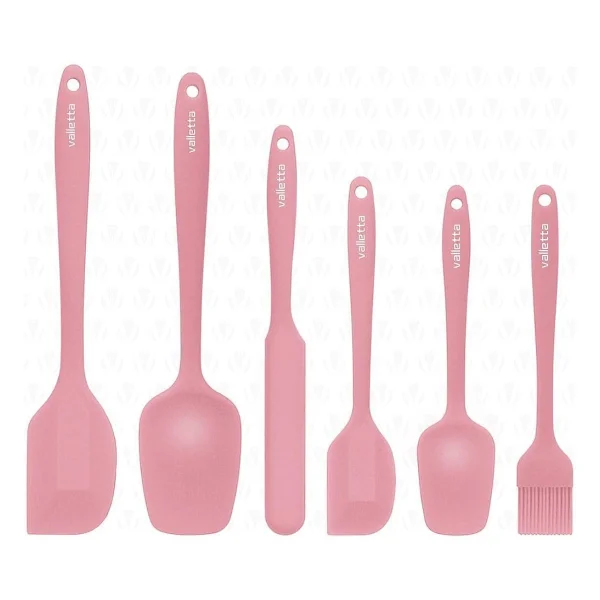 Valletta Drongo Isıya Dayanıklı Yanmaz Yapışmaz Silikon Spatula Seti 6 Parça Pembe - Görsel 2