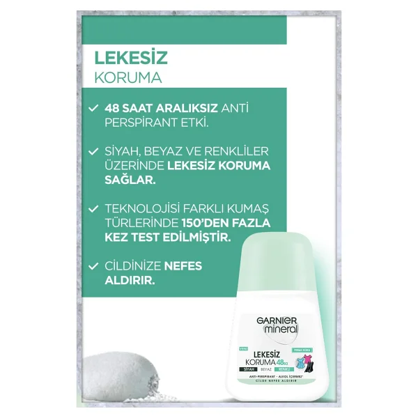 Garnier Mineral Lekesiz Koruma Ferah Koku 50 Ml Kadın Roll-On - Görsel 3