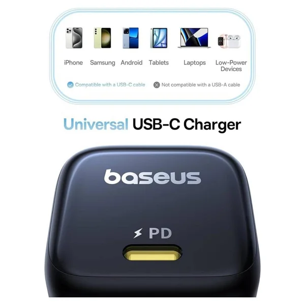 Baseus Picogo 45 W Siyah Hızlı Şarj Adaptörü - Görsel 3