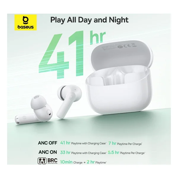 Baseus Bass Bp1 Nc TWS Beyaz Kulak İçi Bluetooth Kulaklık - Görsel 3