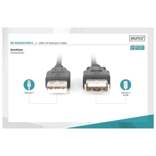 Digitus Ak-300202-050-S USB 2.0 5 M USB Uzatma Kablosu - Görsel 4