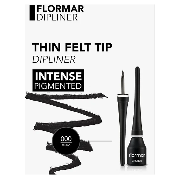 Flormar Yüksek Pigmentli & Yarı Mat Bitişli 000 Black Dipliner - Görsel 3