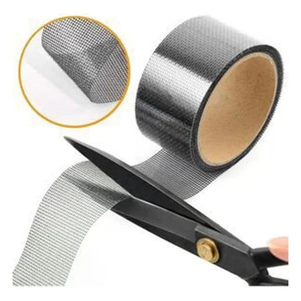 Yapışkanlı Sineklik Tülü Tamir Bandı Yırtık Kopmuş Delik Fiber Tül Yapıştırma Siyah 48 Mm X 2 Metre - Görsel 5
