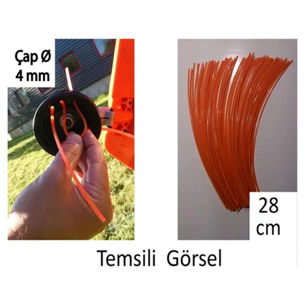 Hazır 85 Adet Kare Çubuk Motorlu Tırpan Misinası Bahçe Dayanıklı Ot Biçme İpi Çubuk 4 Mm (28 Cm) - Görsel 2