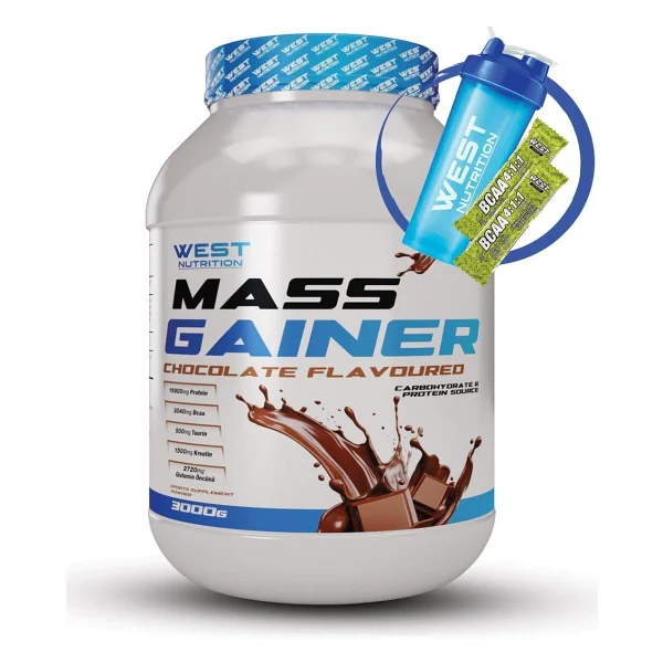 West Nutrition Mass Gainer Karbonhidrat Tozu 3000 G 30 Servis Çikolata Aromalı Ve Shaker - Görsel 3