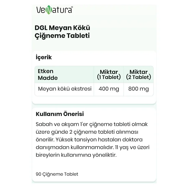 Venatura DGL Meyan Kökü 90 Tablet - Görsel 2