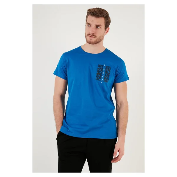 Buratti Bisiklet Yaka Pamuklu Slim Fit Erkek T Shirt 541QUINT AÇIK GRİ - Görsel 4