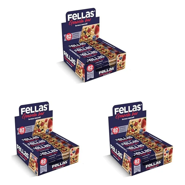Fellas Granola Bar Kırmızı Meyveli, 23 Gram, 12 Adet - Görsel 7