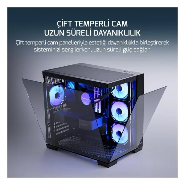 GamePower Warcry Pulse 4x12Cm ARGB Fan Temperli Cam ATX 650W 80+ Bronze Gaming Kasa - Görsel 8