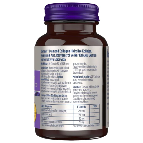Dynavit Collagen Hyaluronic Acid 30 Tablet - Görsel 2