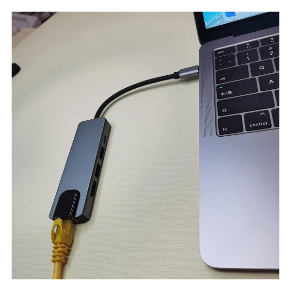 Coverzone Type-C Hub Ethernet Hdmi USB Aktarım Hızı USB C Hub 5 İn 1 USB Çoğaltıcı Hub C Rj45+ 4K Hdmı Uyumlu + 2 USB + 87w Pd Adaptörü Macbooc iPhone 15 Uyumlu - Görsel 4