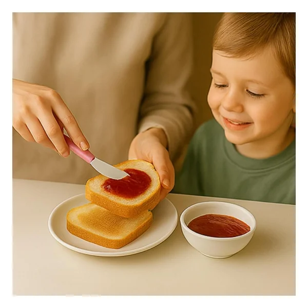 6'lı Paslanmaz Çelik Mini Kahvaltı, Tereyağı Ve Krem Sürme Bıçağı Seti - Yayma Ve Süsleme İçin Pratik Mutfak Bıçağı Takımı (Pembe) - Görsel 2