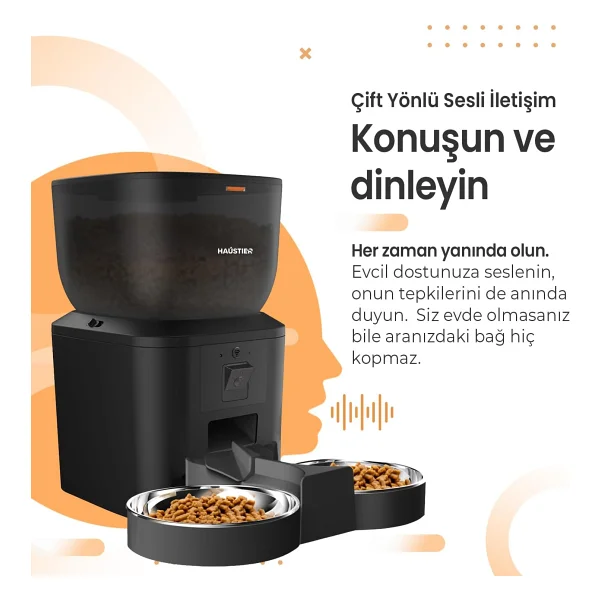 Haustier Qq029-Dual 4 Lt Kameralı Akıllı Otomatik Mama Kabı - Görsel 3