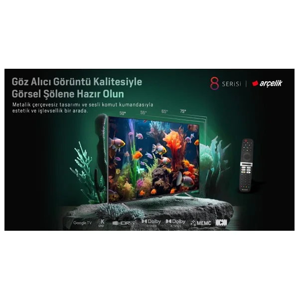 Arçelik 8 Serisi A50 E 895 A 4K Ultra HD 50" 127 Ekran Uydu Alıcılı Google Smart LED TV - Görsel 10
