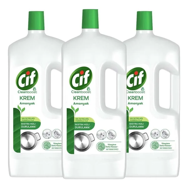 Cif Cleanboost Krem Amonyak Yüzey Temizleyici 1.5 Lt 3'lü - Görsel 2
