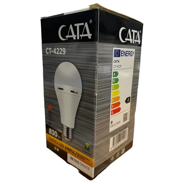 Cata Ct-4229 Beyaz Işık 9 W E27 Şarjlı LED Ampul - Görsel 5