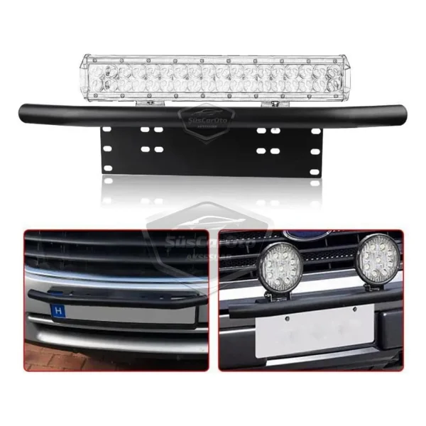 Her Araca Uyumlu Plaka Altlığı Ve Koruma Demiri Sis Ayağı Suv 4x4 Off Road LED Montaj Braketi Plakalık LED Bağlantı Ayağı Krom - Görsel 3