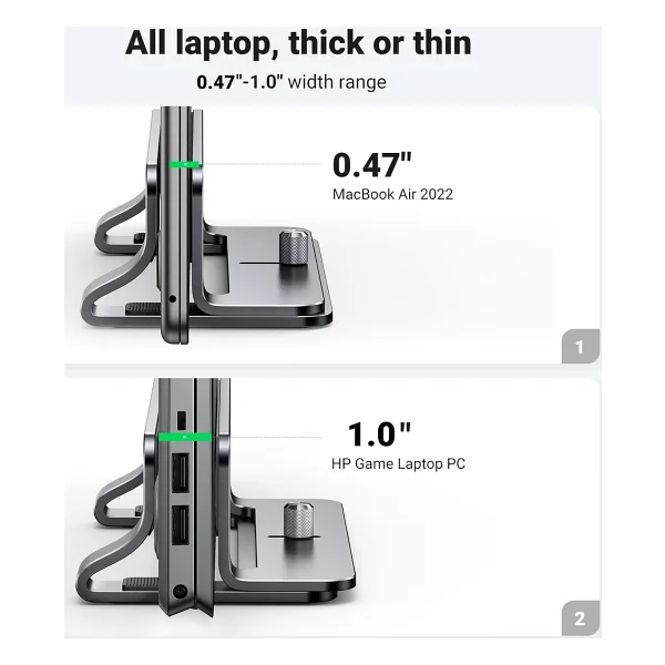 Ugreen Dikey Bilgisayar Standı, Çift Yuvalı Ayarlanabilir Alüminyum Laptop Standı, MacBook Air/Pro, Windows Dizüstü Bilgisayarlar, 13-17 İnç Laptoplar İle Uyumlu Masaüstü Tutucu - 20471 - Görsel 3