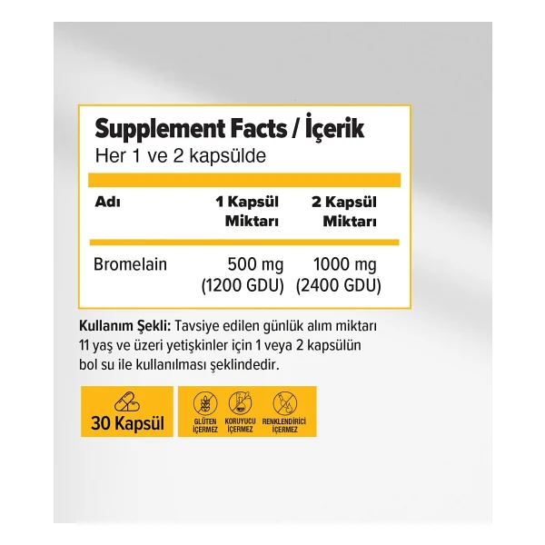 Ocean Bromelain 500 mg 30 Kapsül - Görsel 2