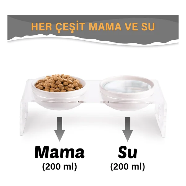 Gobypet Pleksi Mama Kabı (Beyaz Seramik, Şeffaf Pleksi) - Görsel 6
