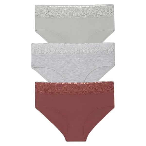 Suwen 3 lü Pamuklu Dantelli Yüksek Bel Slip Külot - Görsel 4