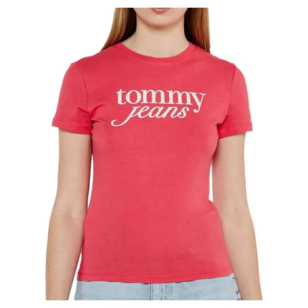 Tommy Hilfiger Jeans Slim Essential Logo Ext DW0DW19447 Kısa Kollu Bisiklet Yaka Kadın Tişört - Görsel 9