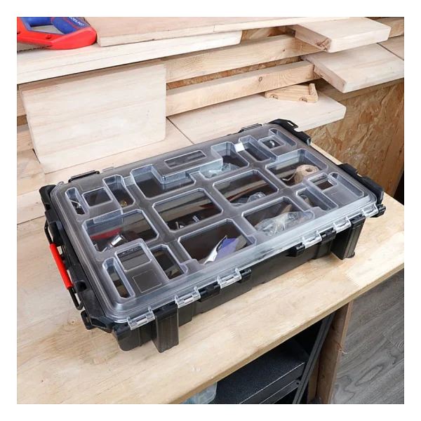 Workpro Wp283029 24lt 12 Gözlü Şeffaf Kapaklı İstiflenebilir 56x35x12,5cm Profesyonel Organizer Takım Çantası - Görsel 9