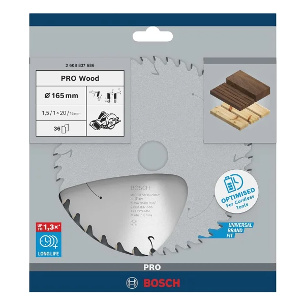 Bosch Standard For Wood 165x20-36 Daire Testere Bıçağı - 2608837686 - Görsel 2