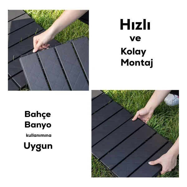 Porsima 1066 Bahçe Balkon Teras Banyo Paspası 9lu Zemin Karosu Antrasit - Görsel 8