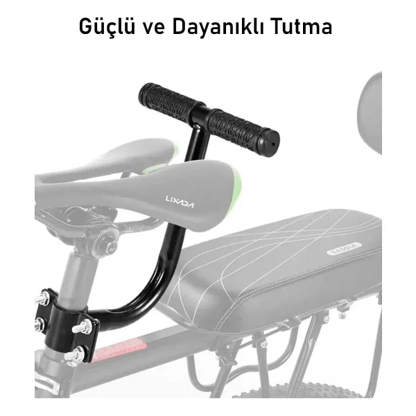 Valkyrie Bisiklet Arka Koltuk Seti Sırt Destekli Sele Minderi Tutma Barı Ayak Pedalı Arka Işıklı - Görsel 4